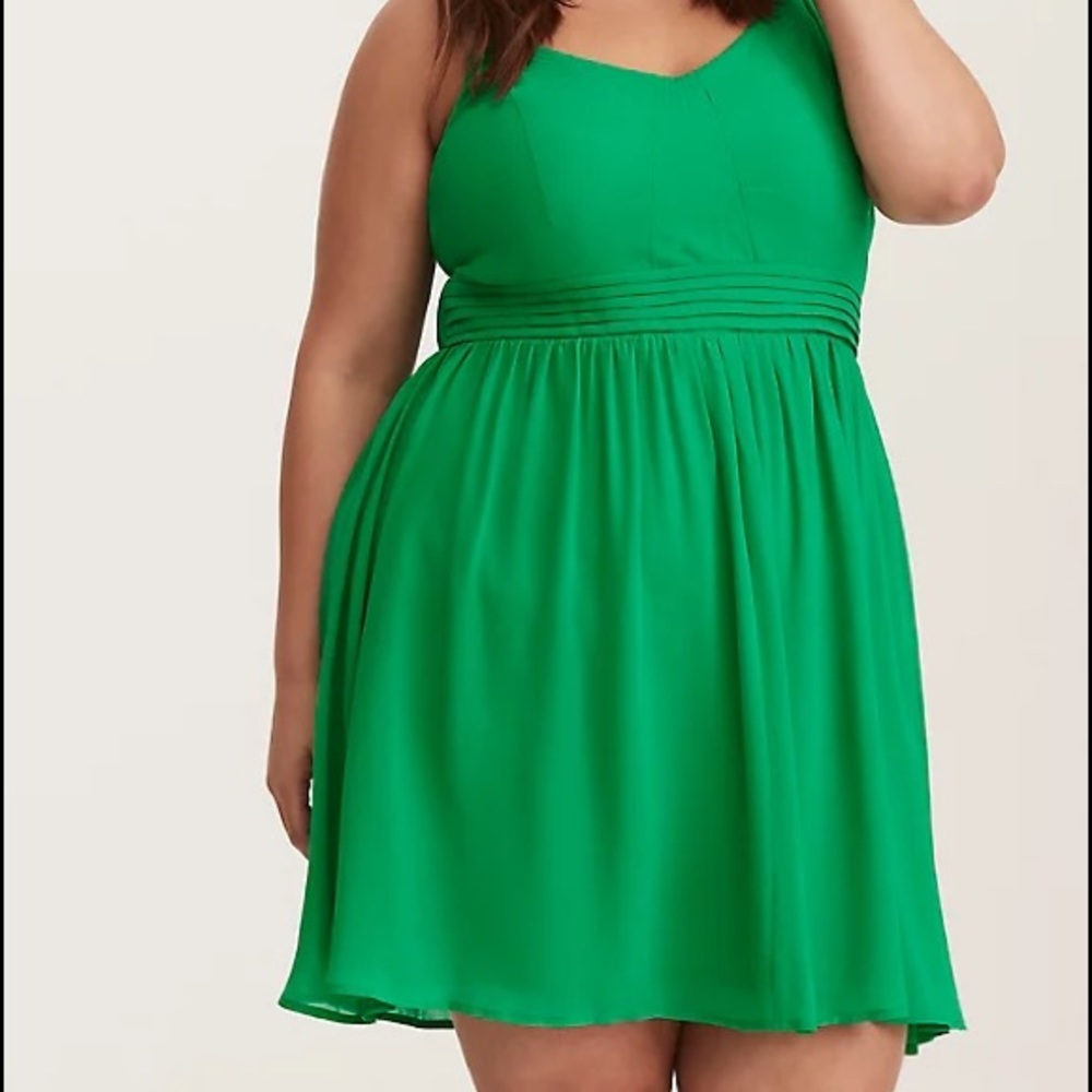 Torrid Kelly Green Chiffon Skater Dress
